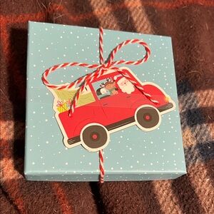 Festive Blue Gift Box with Red Car Design